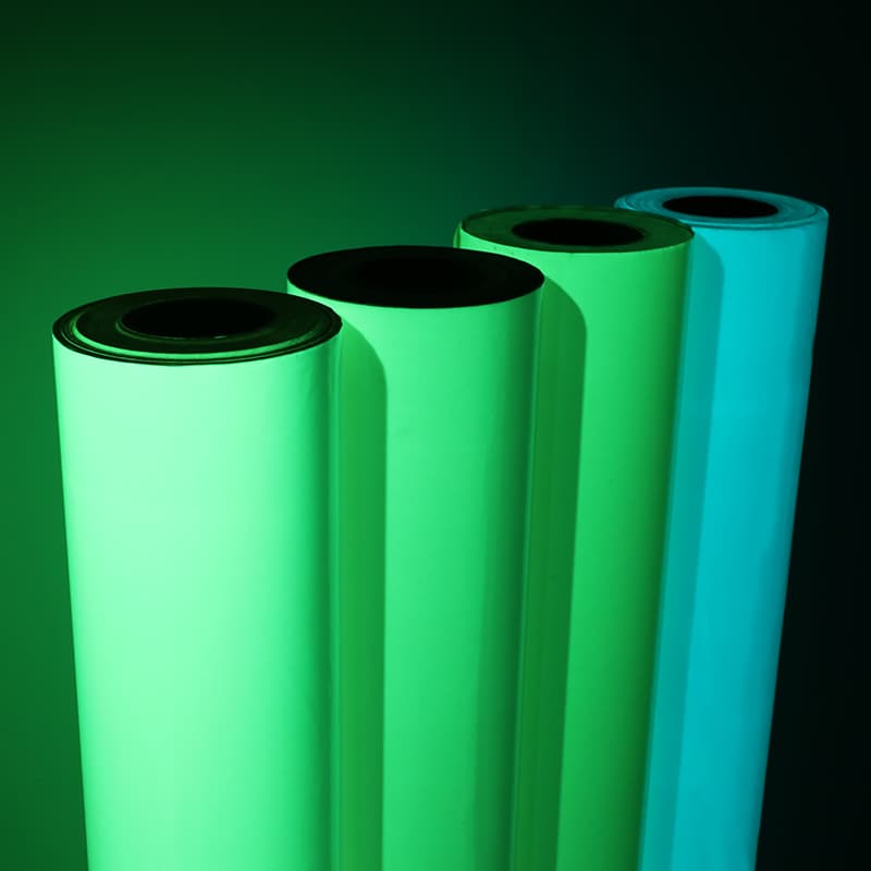 Película reflectante fotoluminiscente impresa con disolvente ecológico digital Lianxing, pegatinas de señalización de salida que brillan en la oscuridad. Material de vinilo.