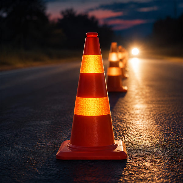 Orange Reflective Sheeting applied on Traffic Cones